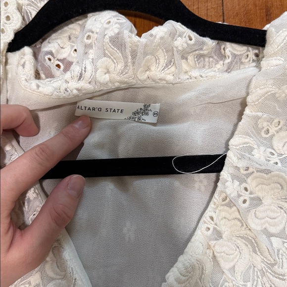Altar'd State Cream Lace Ruffle Top - Picture 4 of 5